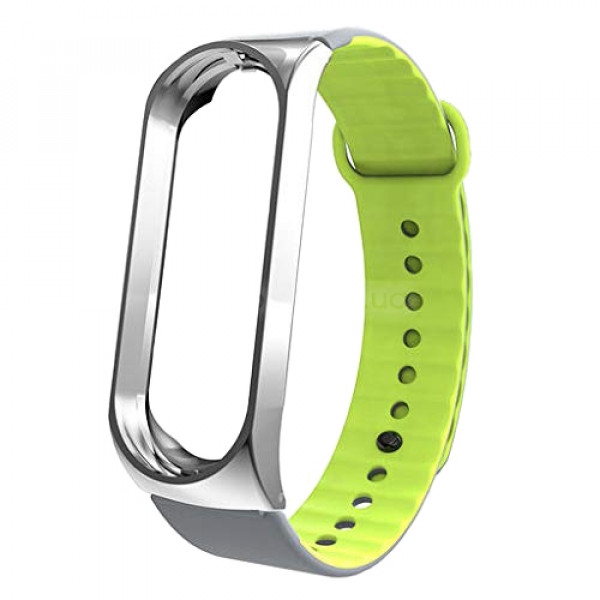 Ремінець для фітнес-браслету Armorstandart Sport Silicone Band for Xiaomi Mi Band 3 Silver/Green (ARM54516)