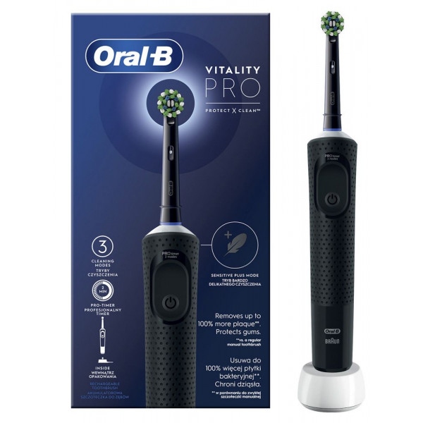 Зубна щітка електрична Oral-B Braun Vitality D103.413.3 Protect x clean типу 3708 Black