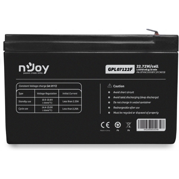 Акумулятор для ДБЖ Njoy GPL07122F 12V (BTVACGUOBTC2FCN01B) VRLA