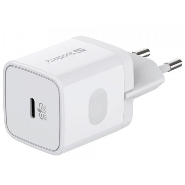 Мережевий зарядний пристрій Sandberg USB-C PD QC 3.0 20Вт 
White (441-42)