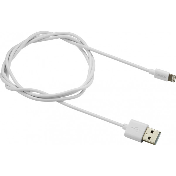 Кабель синхронізації даних Canyon MFI Cable certified by Apple 1m White (CNS-MFICAB01W)