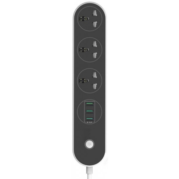 Мережевий фільтр Colorway 3 розетки/3USB Black 1.8M