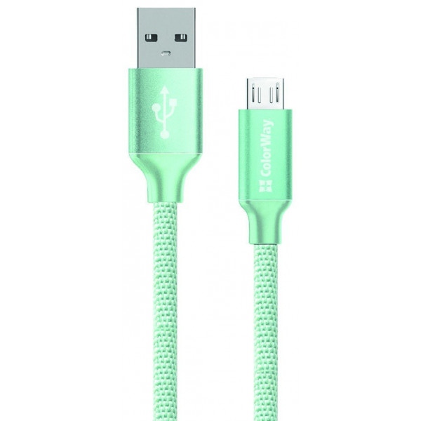 Кабель синхронізації даних Colorway USB-MicroUSB 1m Mint (CW-CBUM002-MT)