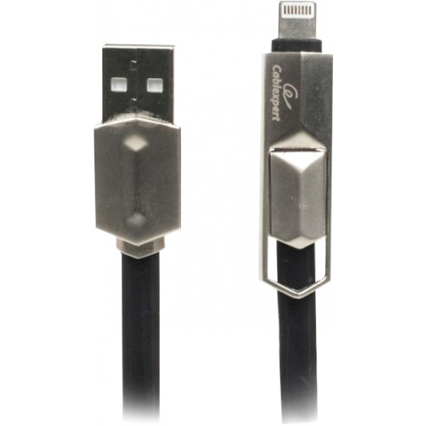 Кабель синхронізації даних Cablexpert USB 2.0 BM - Lightning + microUSB Black 1m (CCPB-ML-USB-05BK)