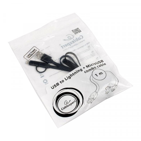 Кабель синхронізації даних Cablexpert USB 2.0 - Lightning +microUSB 1m (CC-USB2-AMLM2-1M)