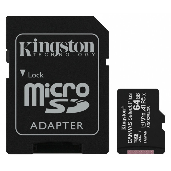 Карта пам'яті Kingston microSDXC 64Gb Canvas Select+ A1 + adapter (SDCS2/64GB)