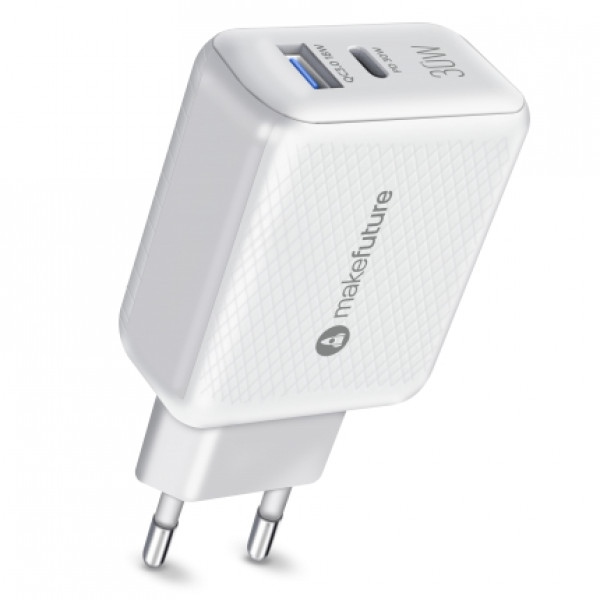 Мережевий зарядний пристрій MakeFuture 30W PD+QC White (MCW-323PWH)