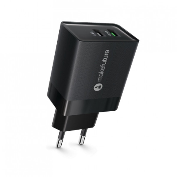 Мережевий зарядний пристрій MakeFuture 18W QC3.0 + 2.4A Black (MCW-32QBK)