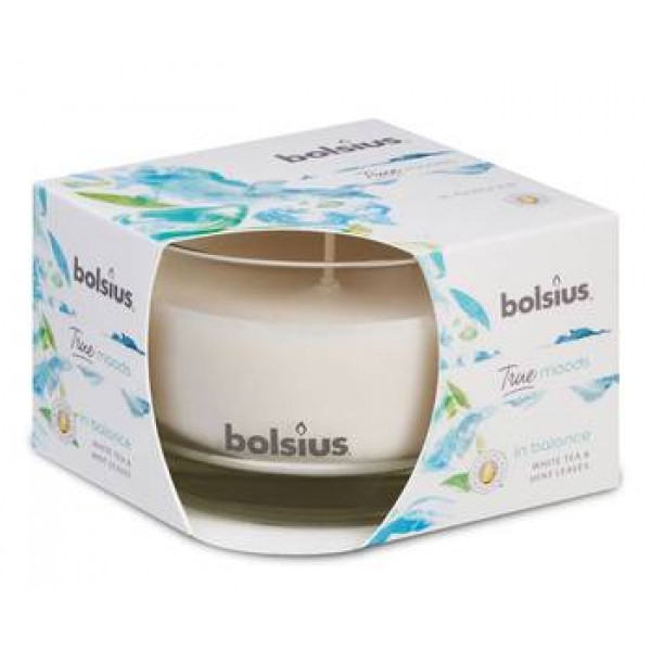 Свічка скло Bolsius ароматична 63/90 in balance (Бiлий чай i листя м`яти)