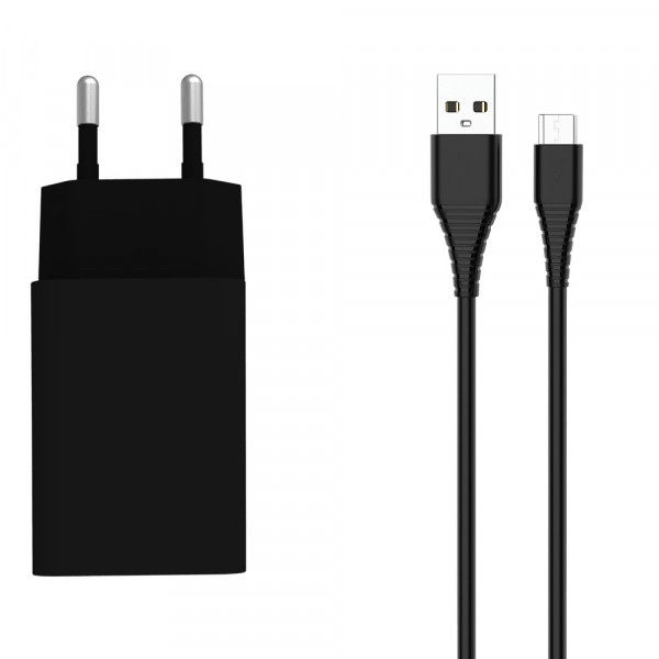 Мережевий зарядний пристрій Colorway 1USB AUTO ID 2A 10W Black+ cable micro USB (CW-CHS012CM-BK)