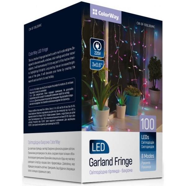 Гірлянда лінійна Colorway 3мx0.6 м 100Led IP20 (CW-GF-100L36VMC)