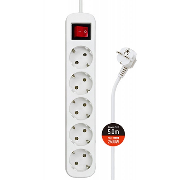 Мережевий фільтр Colorway 5m White (CW-PSEA55W)