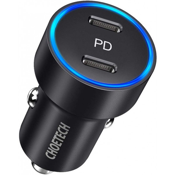 Автомобільний зарядний пристрій Choetech 2xUSB Type C PD3.0 QC3.0 AFC 36W 2.4A (C0054)