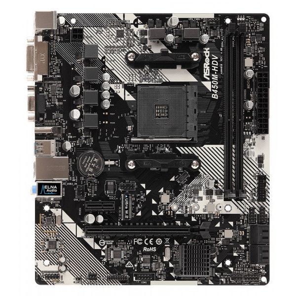 Материнська плата ASRock AMD AM4 B450 2DDR4 M.2 HDMI/DVI/VGA mATX (B450M-HDV R4.0)