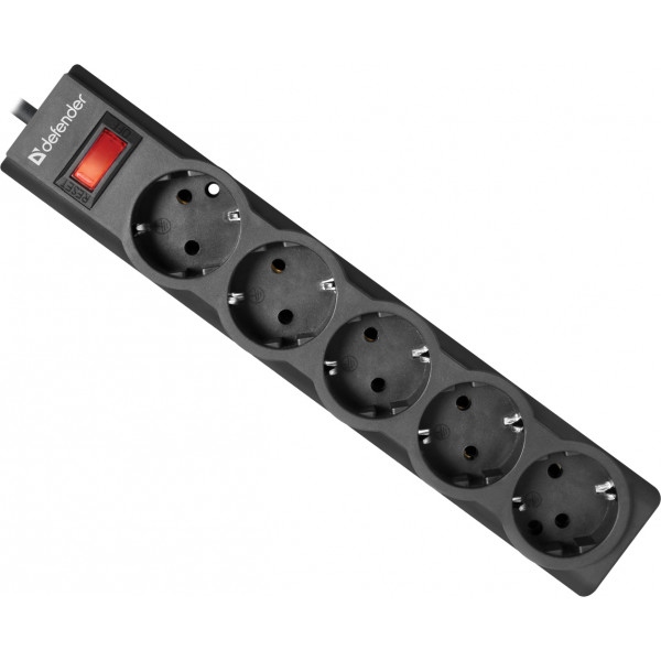 Мережевий фільтр Defender ES Largo 5 розеток, 3 м Black (99498)