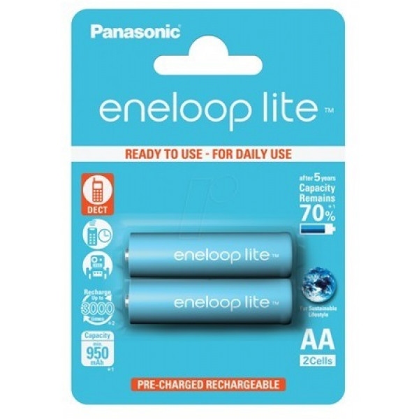 Аккумулятор тип AA Panasonic Eneloop Lite AA 950 2BP mAh NI-MH (BK-3LCCE/2BE)