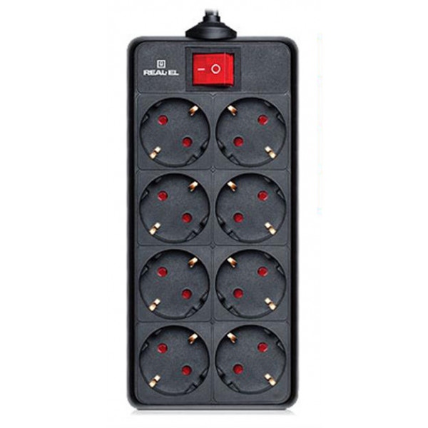 Мережевий фільтр REAL-EL RS-8 Protect 3.0m Black (EL122300022)