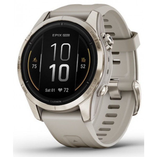Смарт-годинник Garmin Epix Pro (g2) 42mm Saph Soft Gold SS Lt. Sand (010-02802-11)