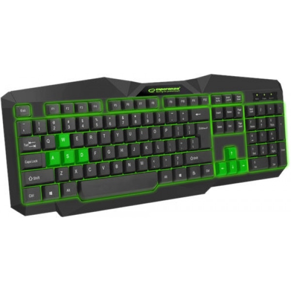 Клавіатура дротова ігрова Esperanza EGK201 Green USB LED