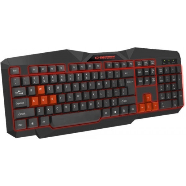Клавіатура дротова ігрова Esperanza EGK201 Red USB LED