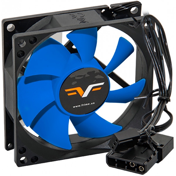 Корпусний вентилятор Frime 80x80x25мм, 3pin+Molex, Black/Blue (FBF80HB3)