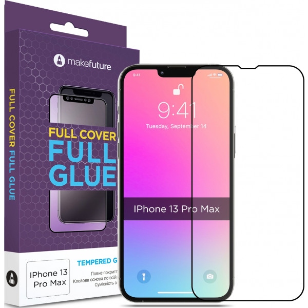 Захисне скло для смартфона MakeFuture Full Cover Full Glue Apple iPhone 13 Pro Max (MGF-AI13PM)