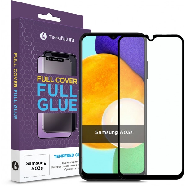 Захисне скло для смартфону MakeFuture Full Cover Full Glue Samsung A03s (MGF-SA03S)