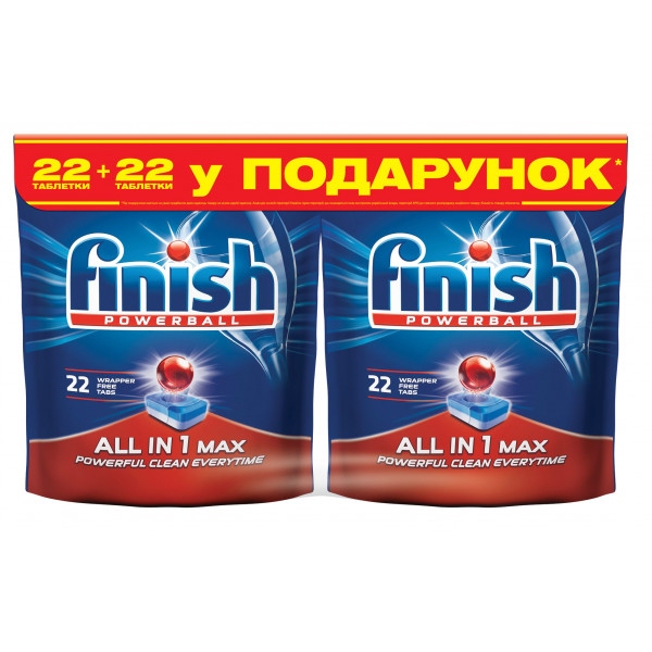 Таблетка для посудомийної машини Finish ALL IN 1 BOGOF 22 + 22