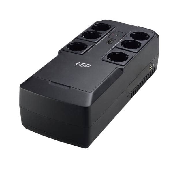 Джерело безперебійного живлення FSP NanoFit 600, 600ВА/360Вт, USB, LED, 6*SCHUKO AVR (PPF3602301)