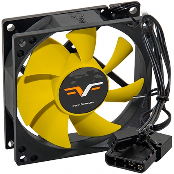 Корпусний вентилятор Frime 80x80x25мм, 3Pin, Black/Yellow (FYF80HB3)