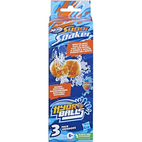 Кульки для бластерів Hasbro NERF Super Soaker Hydro Balls 3-Pack, Reusable Water-Filled Balls (F6392)