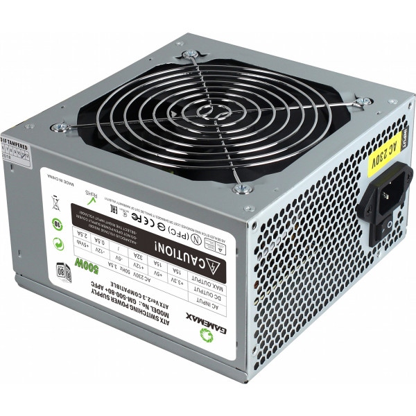 Блок живлення для ПК Gamemax ATX 500W з кабелем живлення (GM-500 80+ APFC)