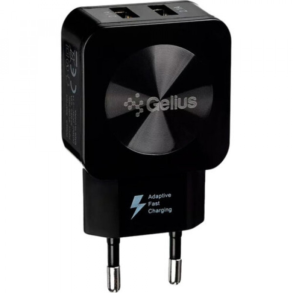 Мережевий зарядний пристрій Gelius Ultra Prime GU-HC02 2USB 2.1A Black+Cable MicroUSB (91048)