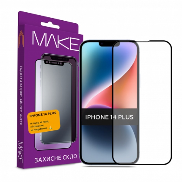 Захисне скло для смартфону MAKE Full Cover Full Glue Apple iPhone 14 Plus (MGF-AI14PL)