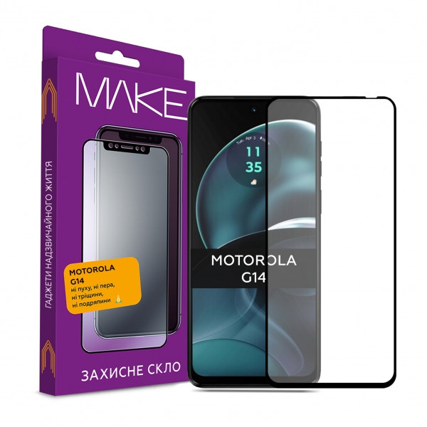 Захисне скло для смартфону MAKE Full Glue Motorola G14 (MGF-MG14)