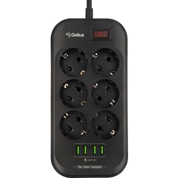 Мережевий фільтр Gelius Pro PowerStrip U-Power  6 220V Ports/ 4 USB ports 3.4A 2m GP-PS-002 Black (90342)
