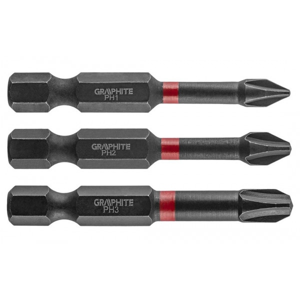 Біта для викрутки GRAPHITE PH1/2/3x50 мм 3 шт. (56H543)