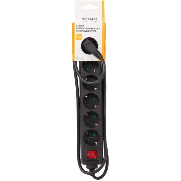 Мережевий фільтр Deltaco GT-0660 (6 розеток, 1,5 м)