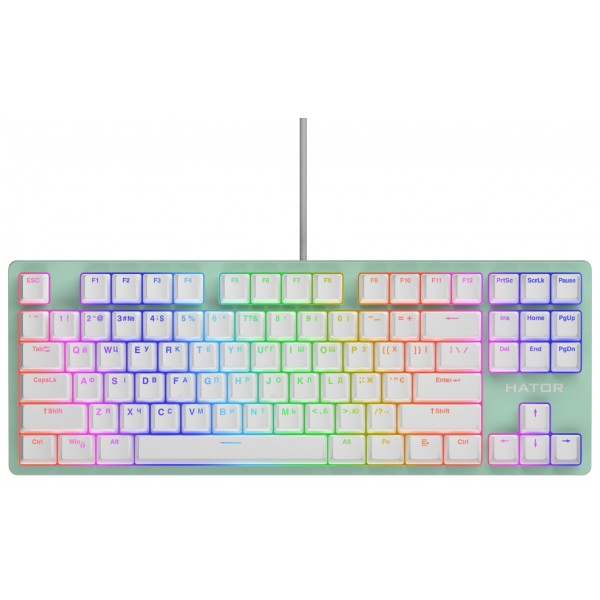 Клавіатура дротова ігрова Hator Rockfall 2 Mecha TKL Orange USB Mint (HTK-723)