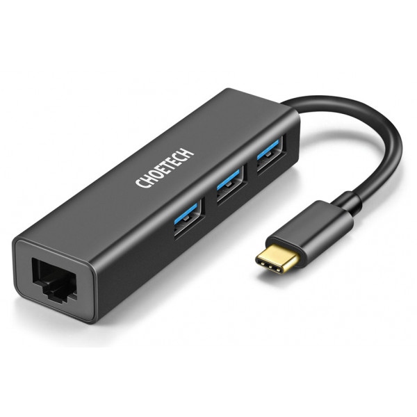 Хаб USB Choetech 4-In-1 USB-C to RJ45 (HUB-U02)