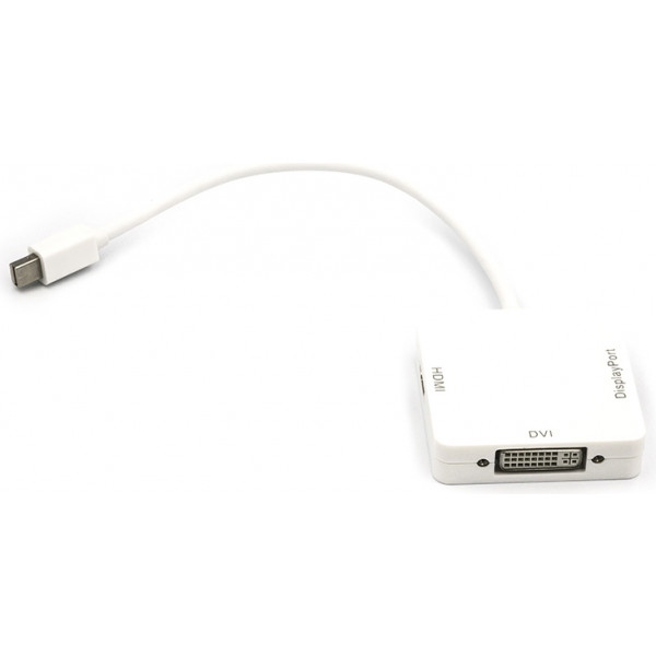 Кабель PowerPlant mini DisplayPort (Thunderbolt) - DisplayPort, HDMI, DVI, 0.2 м, White (CA911097)