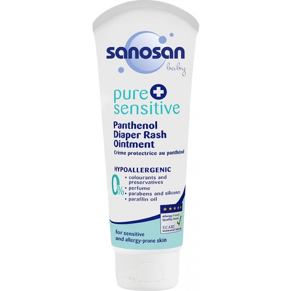 Крем під підгузок Sano pure & sensitive дитячий гіпоалергенний крем з пантенолом від попрілостей 100 мл.