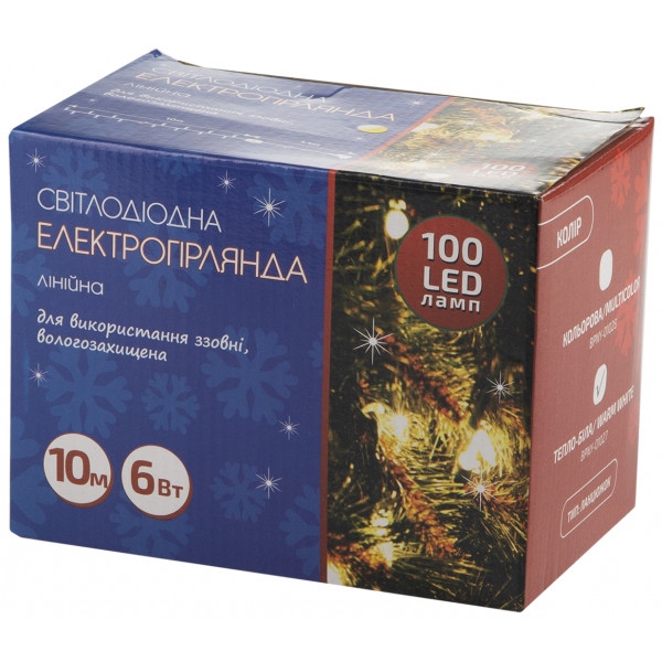 Гірлянда лінійна BPNY  зовнішня вологозахищена White 100 LED, 10М, 220V, 6W (102963)