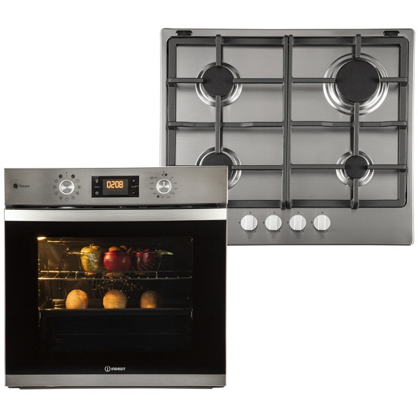 Духова шафа + варильна поверхня газова Indesit IFWS 3841 JH IX + THP 641 IX/I