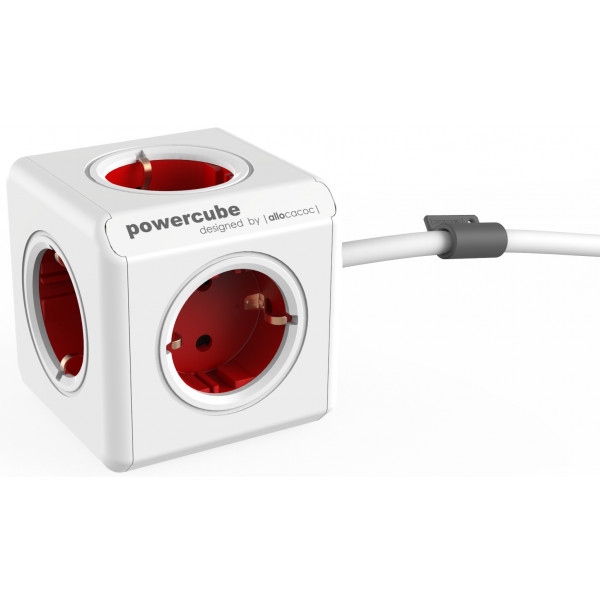 Подовжувач 220В Allocacoc Powercube Extended 1.5m 5р Red (1300RD/DEEXPC)
