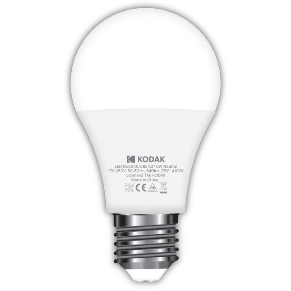 Лампочка світлодіодна Kodak A60 E27 8W 220V 4100K