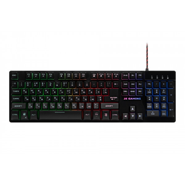 Клавіатура дротова ігрова 2E KG280 LED USB Black Ukr (2E-KG280UB)