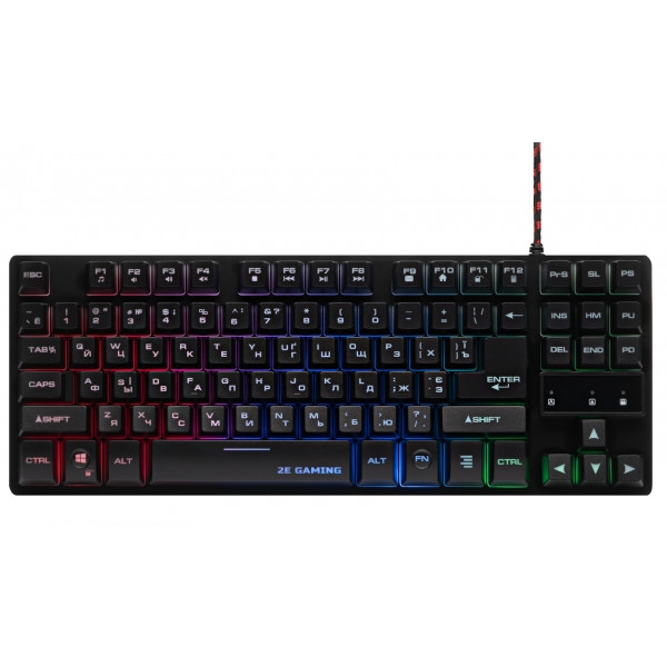 Клавіатура дротова ігрова 2E KG290 87 keys LED USB Black Ukr (2E-KG290UB)