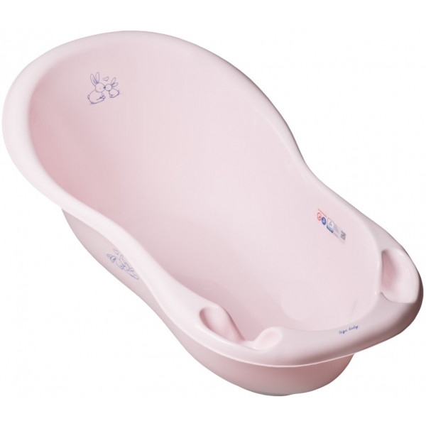 Дитяча ванночка Tega Baby LUX Зайчики зі зливом 102 см Світло-рожева (KR-005-104)