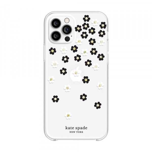 Чохол для смартфону Kate Spade New York Protective Hardshell Case (1-PC Comold) for iPhone 12 Pro Max Scattered Flowers Black/White/Gold Gems/Clear/White (KSIPH-154-SFLBW)